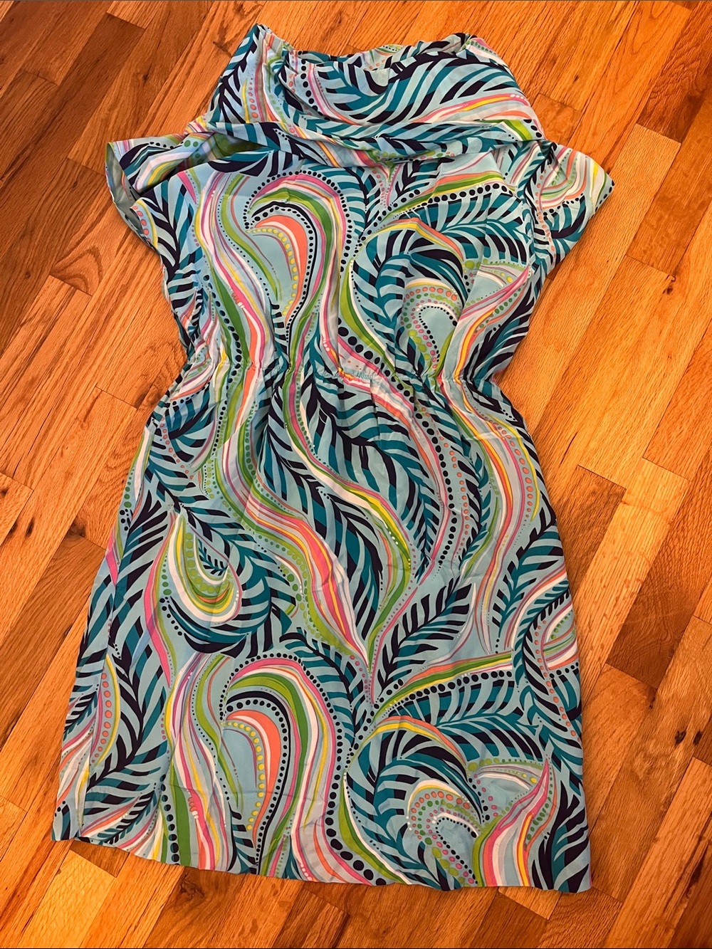 Lilly Pulitzer Turquoise Wave-Print Mini Dress